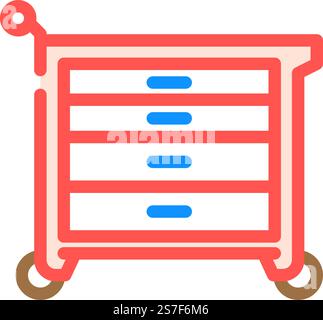 toolbox Garage Farbsymbolvektor. toolbox Garagenschild. Isolierte Symboldarstellung. toolbox Garage Farbe Symbol Vektor Illustration Stock Vektor