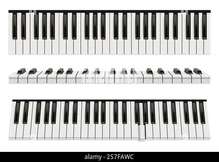 Klaviertastaturen. Realistisches Instrument für klassische Musik anständige Vektortastaturen in Schwarz und weiß. Abbildung: Klaviermusik Instrumententastatur. Klaviertastaturen. Realistisches Instrument für klassische Musik anständige Vektortastaturen in Schwarz und weiß Stock Vektor