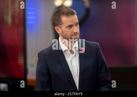 Eisenstadt, Burgenland, Österreich. Januar 2025. Rundtischgespräch mit dem Parteichef bei Kommunalwahlen im österreichischen Burgenland. CHRISTOPH SCHNEIDER (NEOS) im Bild. (Kreditbild: © Andreas Stroh/ZUMA Press Wire) NUR REDAKTIONELLE VERWENDUNG! Nicht für kommerzielle ZWECKE! Quelle: ZUMA Press, Inc./Alamy Live News Stockfoto