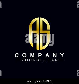 Monogramm-Logo MIT Buchstaben AS, SA, A und S, elegantes und professionelles goldenes Buchstabendesign Stock Vektor