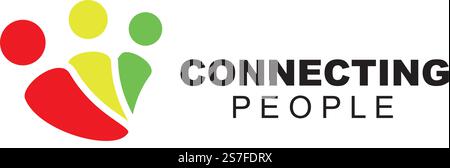 Creative People Connect Logo. Minimale Vielfalt An Together Unity Logos. Partnerschaftslogo Symbol Vektor Design Inspiration. Stock Vektor