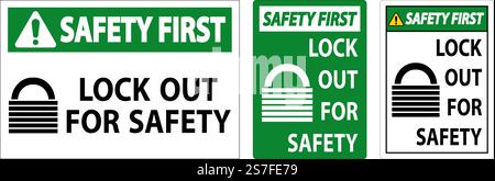 Schild „Safety First High Radiation Area“ Auf Weißem Hintergrund Stock Vektor