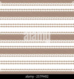 Nahtloses Muster mit Perlperlen wie Streifen in einer modischen Vintage-Textur. Rosa-braune Farben für die Mokka-Mousse-Palette. Wasserfarbe Hintergrund Temp Stockfoto