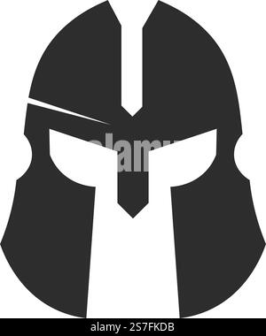 Kampfhelm aus Metall schützt im Kampf und auf dem Schlachtfeld. Rüstung und Schutz für Kämpfer. Mittelalterliche oder antike Krieger- oder Ritterausrüstung isolierte monochrome Ikone. Vektor in abgewickelter Form. Der alte Helm des Ritterkämpfers oder des Kriegervektors Stock Vektor