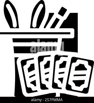 Magic Set Trick Spielzeug Baby Glyphe Icon Vektor. Zauberset Trick Spielzeug Babyschild. Isolierte Symboldarstellung. Magic Set Trick Spielzeug Baby Glyphe Icon Vektor Illustration Stock Vektor