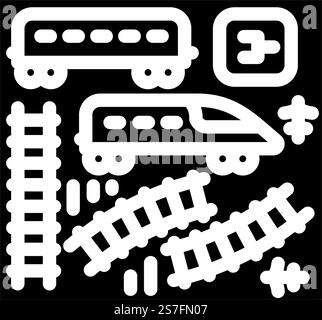 Zug Spielzeug Set Baby Glyphe Symbol Vektor. Zugspielzeug Set Babyschild. Isolierte Symboldarstellung. Zug Spielzeug Set Baby Glyphe Icon Vektor Illustration Stock Vektor