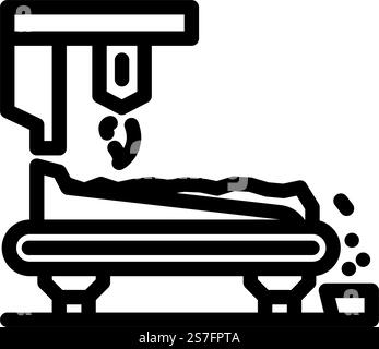 Sinterwerk Stahl Produktionslinie Icon Vektor. Schild für die Stahlproduktion im Sinterwerk. Schwarze Abbildung des isolierten Kontursymbols. Sinterwerk Stahl Produktionslinie Icon Vektor Illustration Stock Vektor