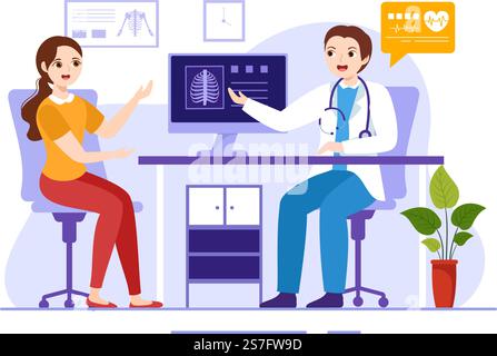 Anamnese System Vector Illustration for Information about the disease and Healthcare Database in Flat Cartoon handgezeichnete Landing Page Templates Stock Vektor