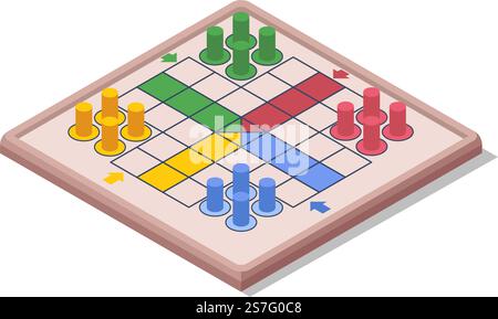 Brettspiele und Spaß, Hobbys und Erholung. Isoliertes Brett mit Quadraten und Drehungen, Schachfiguren für Schritte. Spielen und Unterhaltung, Kinder und Erwachsene Zeitvertreib und Geschick. Vektor in abgewickelter Form. Spiele und Freizeit, Brett mit Bauern für die Wende Stock Vektor