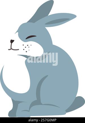 Hasenporträt, isoliertes süßes Kaninchen mit langen Ohren und flauschigem Mantel, das mit geschlossenen Augen sitzt. Wald-, Wald- oder Zootiere und Artenvielfalt. Symbol der osterferien. Vektor in abgewickelter Form. Hase mit langen Ohren, Hase Hase Personage Vektor Stock Vektor