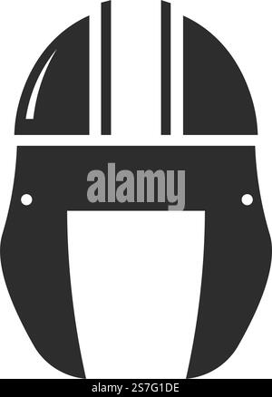 Helm aus Eisen oder Metall zum Schutz von Kampfflugzeugen. Kampfuniform oder Kopfbedeckungsuniform für den Menschen. Mittelalterliche oder antike Krieger- oder Ritterausrüstung isolierte monochrome Ikone. Vektor in abgewickelter Form. Helm des Kriegers, Ritters oder Kriegskämpfers Vektor Stock Vektor