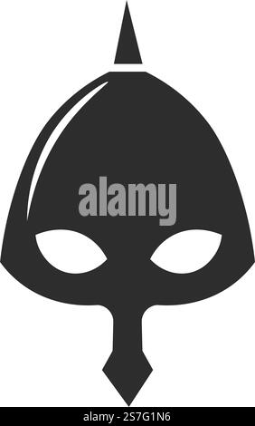 Schutzhelm aus Eisen oder Metall für Kämpfer und Kämpfer. Kopfstück mit solider Struktur und Qualität. Mittelalterliche oder antike Krieger- oder Ritterausrüstung isolierte monochrome Ikone. Vektor in abgewickelter Form. Helm des Kriegers oder Kämpfers, Schutzmaske Stock Vektor