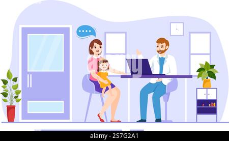 Anamnese System Vector Illustration for Information about the disease and Healthcare Database in Kids Cartoon Hand Drawn Landing Page Templates Stock Vektor