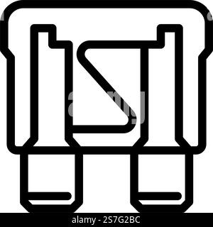 Sicherung elektronische Komponentenleitung Symbolvektor. Elektronisches Bauteilschild Sicherung. Schwarze Abbildung des isolierten Kontursymbols. Abbildung des Symbols für die elektronische Komponentenleitung der Sicherung Stock Vektor