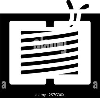 Transformator elektronische Komponente Glyphe Symbol Vektor. Schild für elektronische Bauteile des Transformators. Isolierte Symboldarstellung. Illustration des Symbols der Glyphe des Transformators Stock Vektor