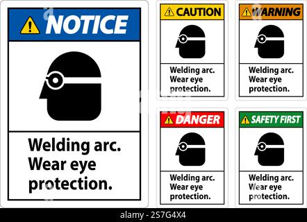 Warnschild „Lichtbogen Tragen – Gefahr“ Stock Vektor