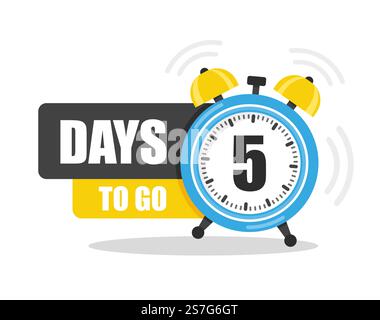 Symbol für Anzahl der 5 Tage bis zur Einblendung. Flache Darstellung des Vektormaterials Stock Vektor