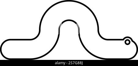 Kriechender Wurm Regenwurm kriechendes wirbelloses Tier Kriechtier Kontur Umrisslinie Symbol schwarze Farbe Vektor Illustration Bild dünn flach Stil einfach. Kriechwurm Regenwurm Kriechwurm Kriechtier Helminth Parasit Schädling Kriechwurm Kontur Linie Symbol schwarze Farbe Vektor Illustration Bild dünn flach Stil Stock Vektor