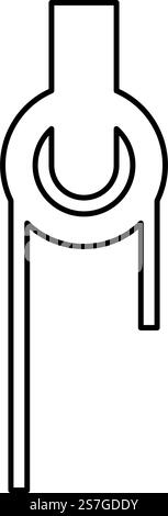 Seilwinde mit Seilrolle Konstruktion Kletterblock Ausrüstung Riemenkontur Umrisslinie Symbol schwarze Farbe Vektor Illustration Bild dünn flach Stil einfach. Seilwinde mit Seilrolle Konstruktion Kletterblock Ausrüstung Riemenkontur Umrisslinie Symbol schwarze Farbe Vektor Illustration Bild dünne flache Art Stock Vektor