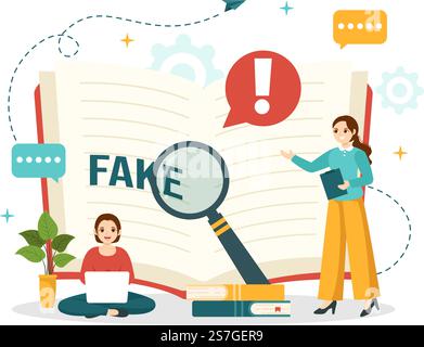 Faktenprüfung Vektordarstellung mit Mythen vs. Fakten News für eine gründliche Überprüfung oder den Vergleich von Beweisen in handgezeichneten Landing-Page-Vorlagen für flache Cartoons Stock Vektor