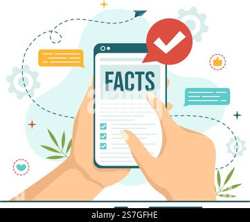 Faktenprüfung Vektordarstellung mit Mythen vs. Fakten News für eine gründliche Überprüfung oder den Vergleich von Beweisen in handgezeichneten Landing-Page-Vorlagen für flache Cartoons Stock Vektor