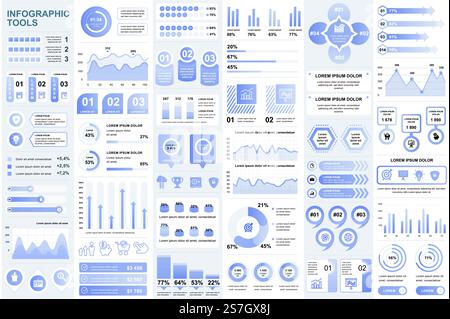 Infografik-Elemente-Datenvisualisierung Vektor-Designvorlage bündeln. Kann für Schritte, Geschäftsprozesse, Workflow, Diagramm, Flussdiagramm verwendet werden, Zeitleiste, Marketingsymbole, Infografiken. Stock Vektor