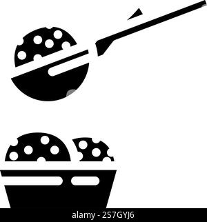 neapolitanisches Eis Schaufel Essen Snack Glyph Icon Vektor. neapolitanisches Schild mit Eiswürfeln und Snack. Isolierte Symboldarstellung. neapolitanisches Eis Schaufel Essen Snack Glyph Icon Vektor Illustration Stock Vektor
