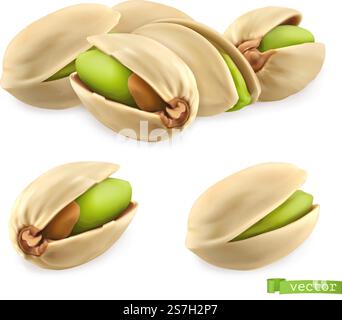 Pistachio nuts. 3d realistic vector Stock Vektor