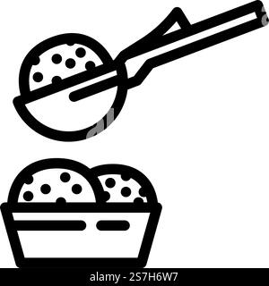neapolitanisches Eis Schaufel Essen Snack Linie Icon Vektor. neapolitanisches Schild mit Eiswürfeln und Snack. Schwarze Abbildung des isolierten Kontursymbols. neapolitanisches Eis Schaufel Essen Snack Linie Icon Vektor Illustration Stock Vektor