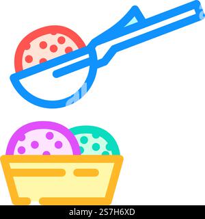 neapolitanisches Eis Schaufel Essen Snack Farbe Icon Vektor. neapolitanisches Schild mit Eiswürfeln und Snack. Isolierte Symboldarstellung. neapolitanisches Eis Schaufel Essen Snack Farbe Icon Vektor Illustration Stock Vektor