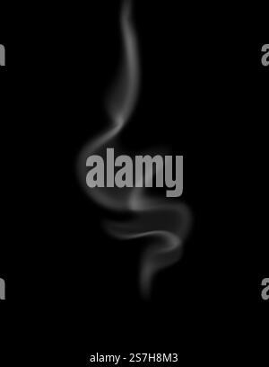 Getränke-, Lebensmittel-, Rauch-Effekt auf schwarzem Hintergrund. Nebel- oder Nebelstruktur, abstrakt und fließend Stockfoto
