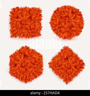 Set aus vier Herbstvektorrahmen mit Blättern. Saisonale Elemente mit herbstlichen Blättern. Set aus vier Herbstrahmen mit Blättern. Saisonale Elemente mit herbstlichen Blättern Stock Vektor