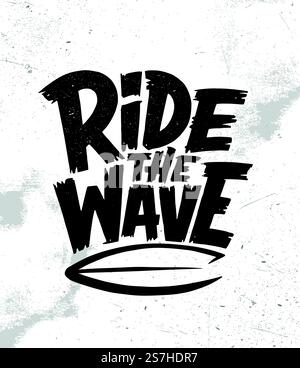 Reite die Welle. Grafiken, Logos, Labels und Abzeichen zum Surfen. Vektordarstellung Stock Vektor