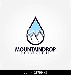 Wassertropfen mit Vektordarstellung des Mountain Logos für Wasserwirtschaft Stock Vektor