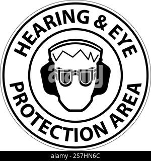 Hör- und Augenschutzschild auf weißem Hintergrund Stock Vektor