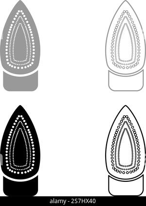 Bügeleisen Bügelsohle flatiron Set Symbol grau schwarz Farbe Vektor Illustration Bild einfache solide Füllung Kontur Linie dünn flach Stil. Bügeleisen Bügelsohle flatiron Set Symbol grau schwarz Farbe Vektor Illustration Bild Solid Füllung Kontur Linie dünn flach Stil Stock Vektor