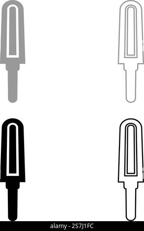 Handmetalldetektor Held persönliche Flughafen Sicherheit Konzept Scanner Set Symbol grau schwarz Farbe Vektor Illustration Bild einfache Vollfüllung Umrisslinie dünne flache Art. Handmetalldetektor Held persönliche Flughafen Sicherheit Konzept Scanner Set Symbol grau schwarz Farbe Vektor Illustration Bild Solid füllen Umrisslinie dünne flache Art Stock Vektor