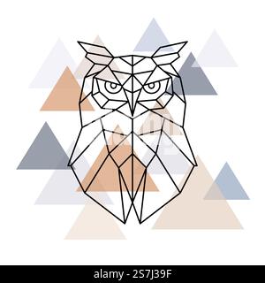 Geometrischer Eulenkopf. Skandinavischer Stil. Vektorgrafik. Stock Vektor