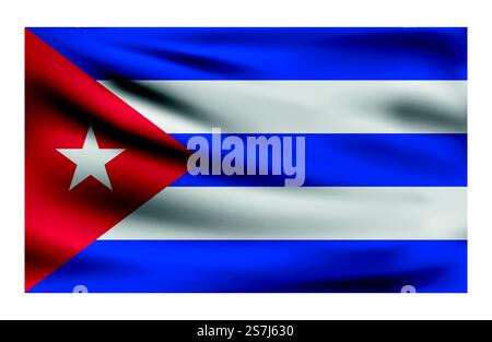 Realistische kubanische Nationalflagge. Aktuelle Statusflagge aus Stoff. Vektordarstellung von liegendem wellenförmigem Stoff in den Nationalfarben Kubas. Stock Vektor