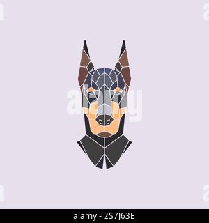 Dobermann-Kopf. Vektor-polygonaler Hintergrund. Stock Vektor