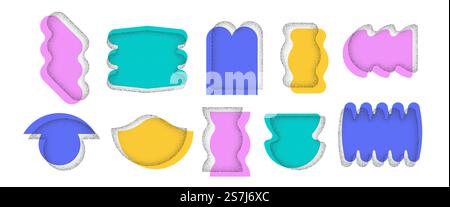 Coole Kollektion abstrakter geometrischer Formen mit Punktmuster. Halbtonstruktur Stock Vektor