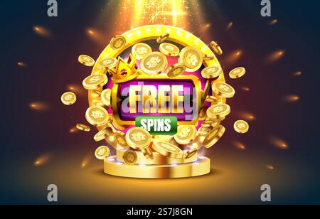 Casino-Freispiele, 777 Spielautomaten. Vektorabbildung... Casino-Freispiele, 777 Spielautomaten. Vektor Stock Vektor