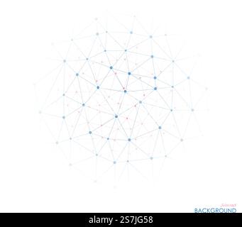 Abstraktes geometrisches Gitter, der Umfang der blauen und rosa Moleküle, die Moleküle im Kreis. Die runde Zusammensetzung des molekularen Gitters. Vektorhintergrund... Der Umfang der blauen und rosa Moleküle. Stock Vektor