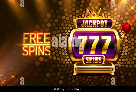 Jackpot King dreht 777 Banner Casino auf goldenem Hintergrund. Vektorabbildung... Jackpot King dreht 777 Banner Casino auf goldenem Hintergrund. Stock Vektor