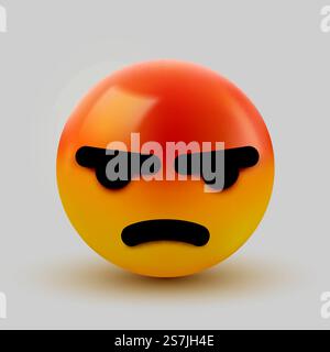 3D Angry, Mad Emoji-Zeichen. Emoticon Icon Design für soziale Netzwerke. Lächelndes Emoticon. Emoji, Smiley-Konzept. Vektordarstellung Stock Vektor