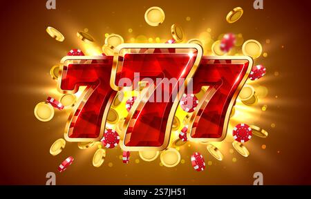 Der Spielautomat gewinnt den Jackpot. 777 Big-Win-Konzept. Casino-Jackpot. Vektorabbildung. Der Spielautomat gewinnt den Jackpot. 777 Big-Win-Konzept. Casino-Jackpot. Stock Vektor