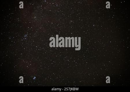Ein faszinierender Blick auf den Nachthimmel mit unzähligen funkelnden Sternen, die die unendliche Schönheit und das Geheimnis des Universums in einer ruhigen und friedlichen Atmosphäre zeigen Stockfoto