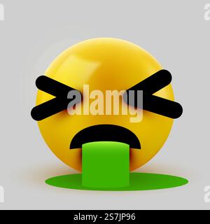 Erbrechen Emoticon auf weißem Hintergrund isoliert. Vektordarstellung Stock Vektor