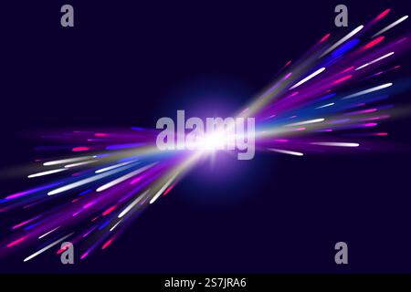 Abstrakter Brechungseffekt auf schwarzem Hintergrund, Vektorillustration. Abstrakte Lichtbrechung auf schwarzem Hintergrund Stock Vektor