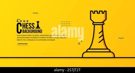 Lineare Darstellung des Schachgangs auf gelbem Hintergrund, Konzept der Geschäftsstrategie und des Managements Stock Vektor